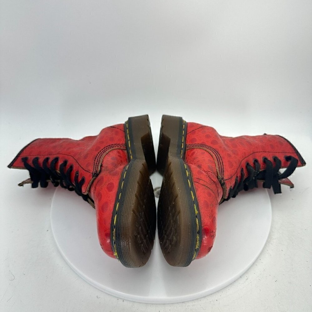 Dr Martens Women Size 5 Croco Red Snake Patent Leather 8 Eye Combat Boot - Picture 9 of 13